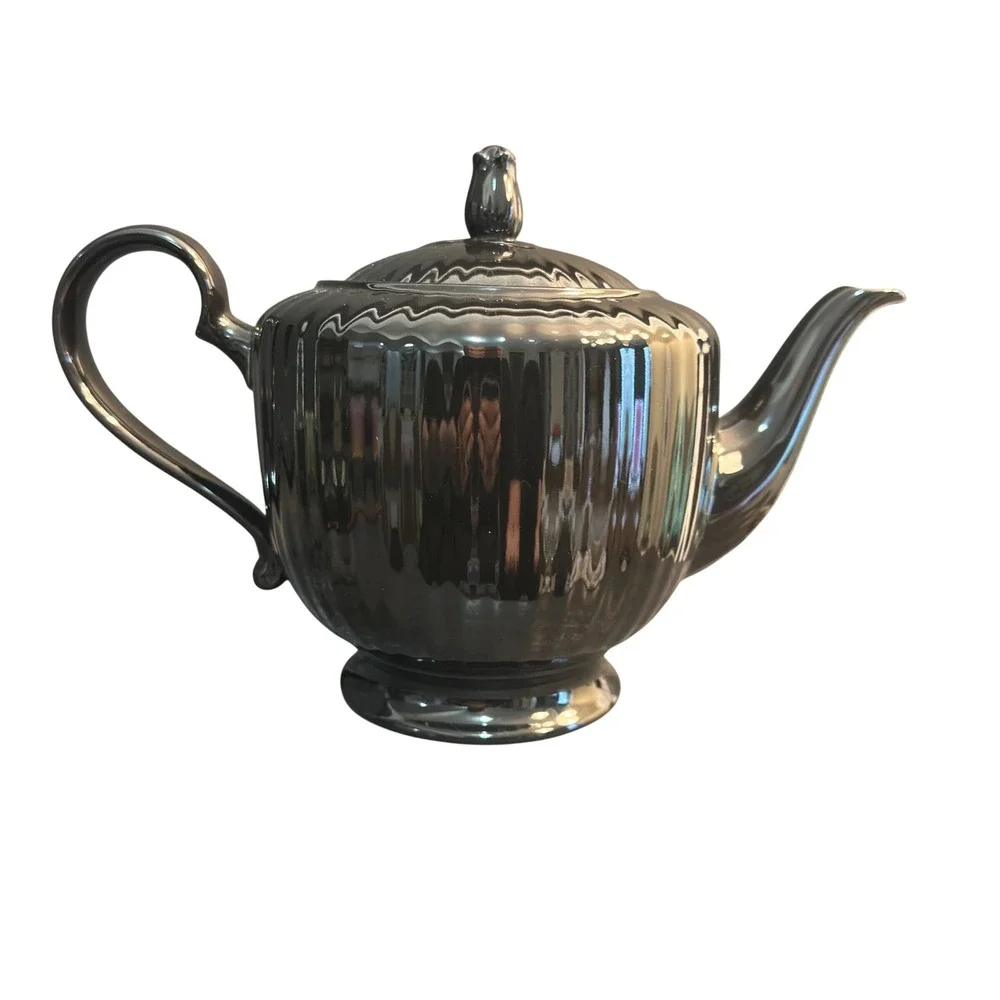 Mikasa Teapot Potpourri Black Tulip FS 700 Larry Laslo Vintage Ceramic Japan 7in